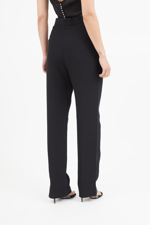 Celine Black Pleated Straight Leg Trouser