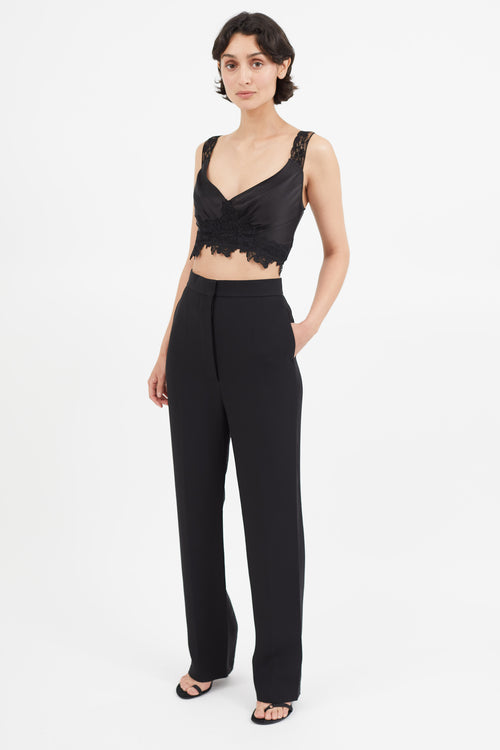 Celine Black Pleated Straight Leg Trouser