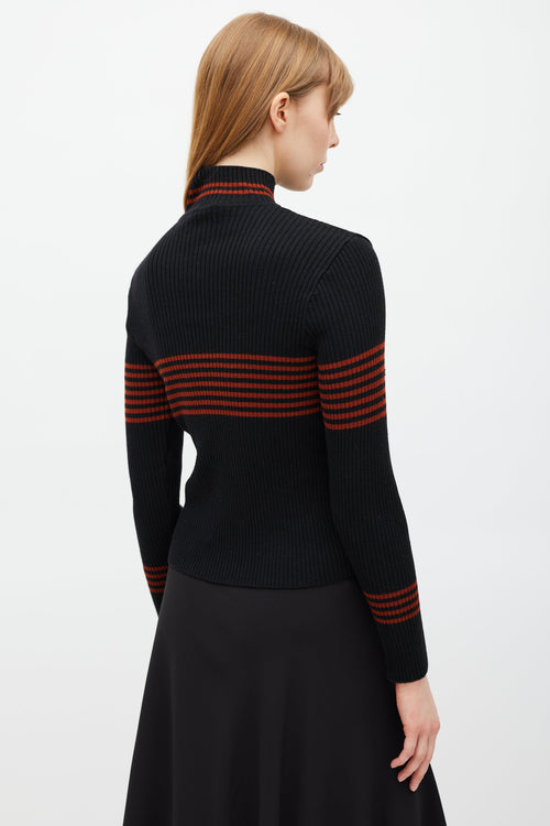 Celine Black 
Red Ribbed Turtleneck