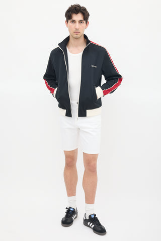 Celine Black 
Red Striped Logo Track Jacket