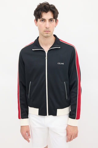 Celine Black 
Red Striped Logo Track Jacket