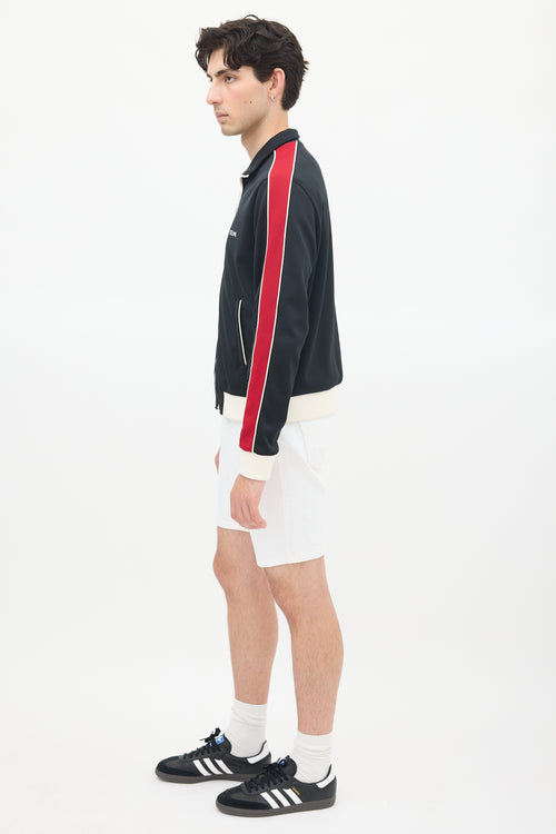 Celine Black 
Red Striped Logo Track Jacket