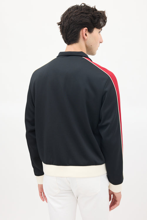 Celine Black 
Red Striped Logo Track Jacket