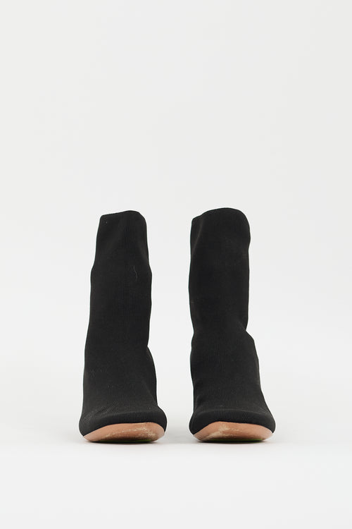 Celine Black Ribbed Sock  Boot