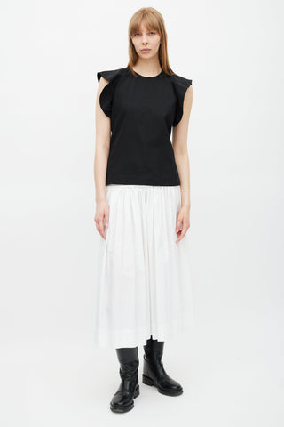 Celine Black Ruffled Button Top