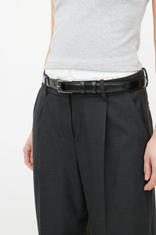 Celine Black 
Silver Leather Belt