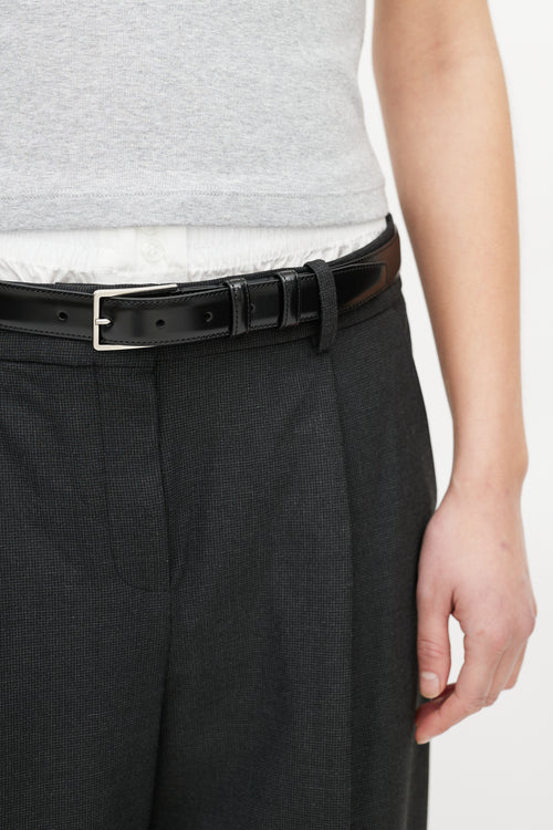 Celine Black 
Silver Leather Belt