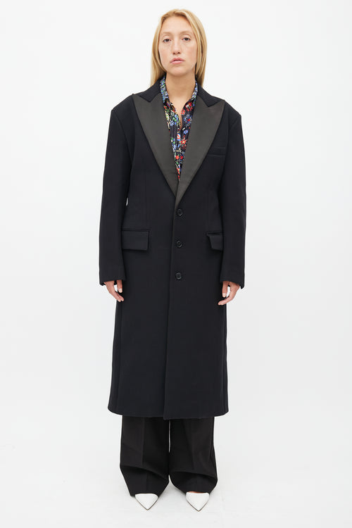 Celine Black Satin Lapel Coat