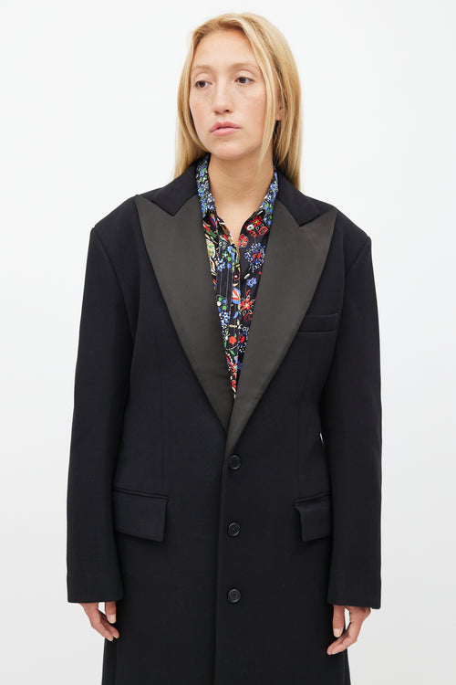 Celine Black Satin Lapel Coat