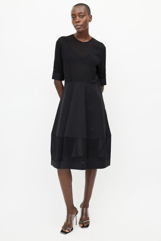 Celine Black Semi Sheer Structured Dress