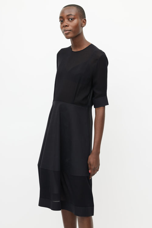 Celine Black Semi Sheer Structured Dress