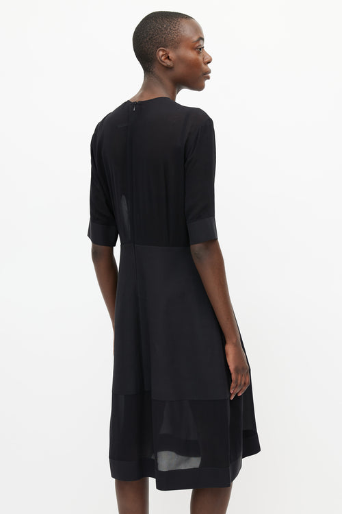 Celine Black Semi Sheer Structured Dress