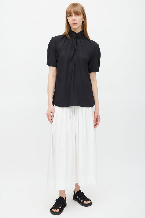 Celine Black Silk Gathered Top