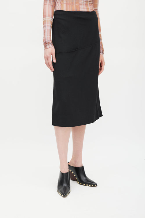 Celine Black Silk Pocket Skirt