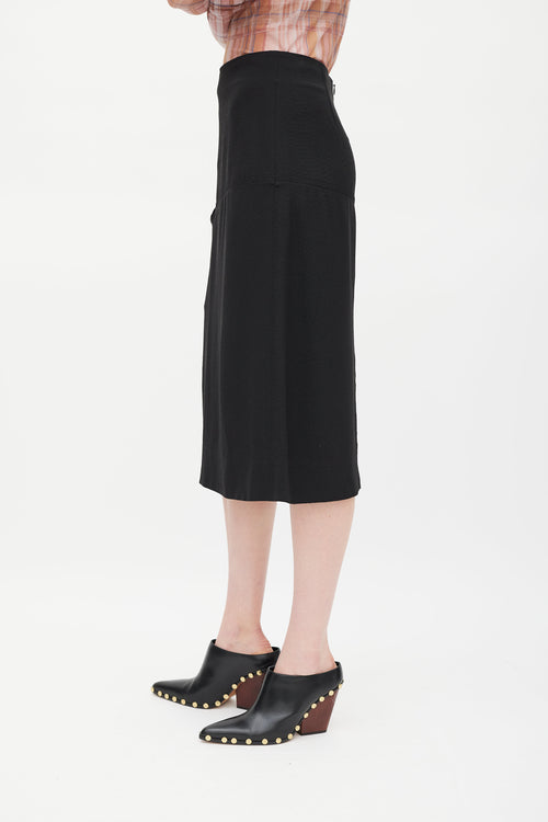 Celine Black Silk Pocket Skirt