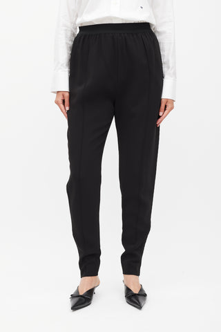 Celine Black Silk Side Stripe Tapered Trouser