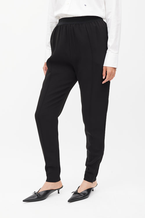 Celine Black Silk Side Stripe Tapered Trouser