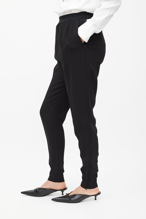 Celine Black Silk Side Stripe Tapered Trouser