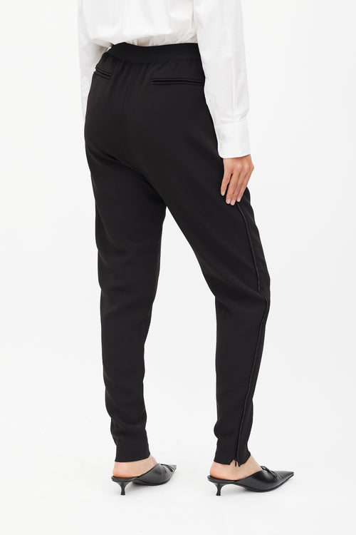 Celine Black Silk Side Stripe Tapered Trouser