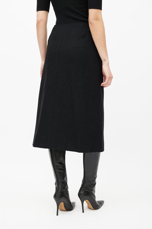 Celine Black 
Silver Wool Skirt