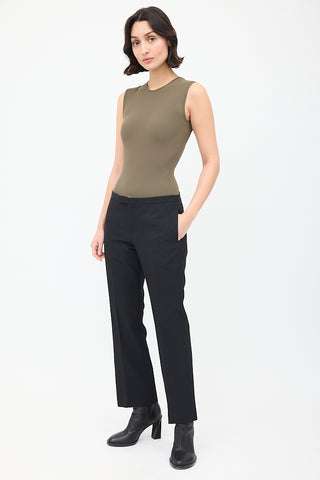 Celine Black Straight Leg Pintuck Trouser