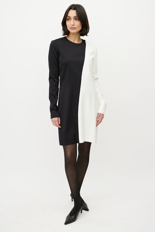 Celine Black 
White Asymmetrical Shift Dress