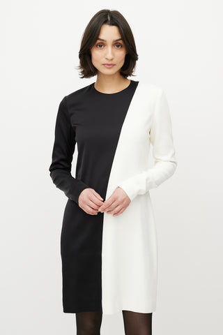 Celine Black 
White Asymmetrical Shift Dress