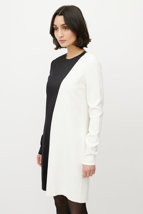 Celine Black 
White Asymmetrical Shift Dress