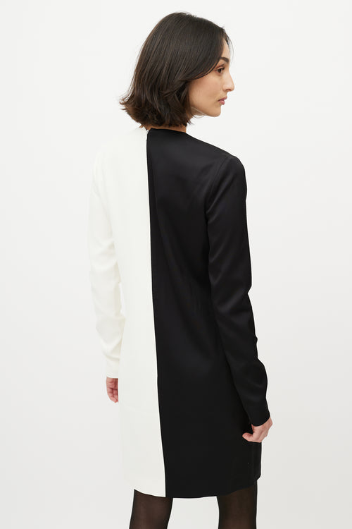 Celine Black 
White Asymmetrical Shift Dress