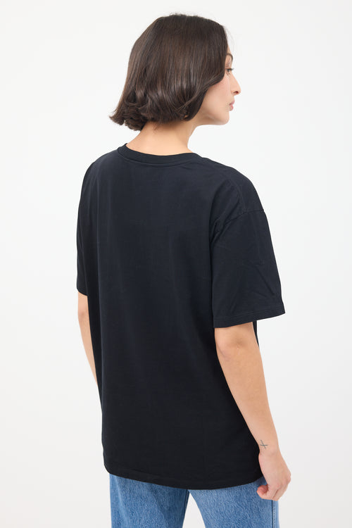 Celine Black 
White Logo T-Shirt