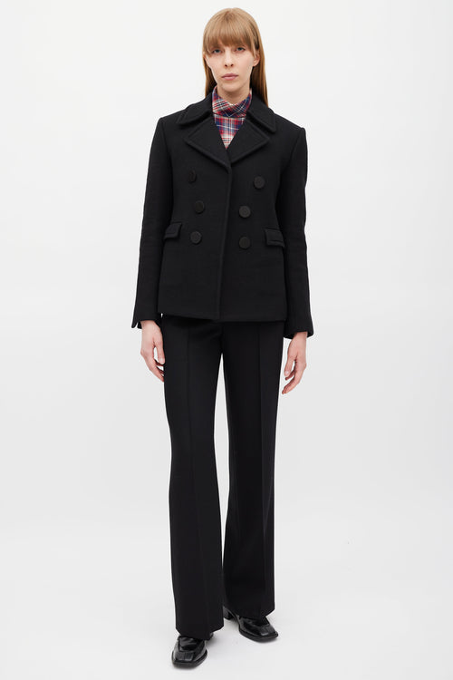 Celine Black Wool Pea Coat