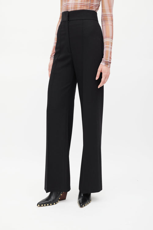 Celine Black Wool Pleated Wide Leg Trouser