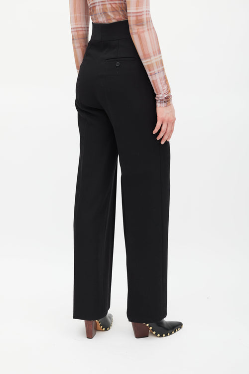 Celine Black Wool Pleated Wide Leg Trouser