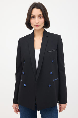 Celine Black Wool 
Silk Double Breasted Blazer