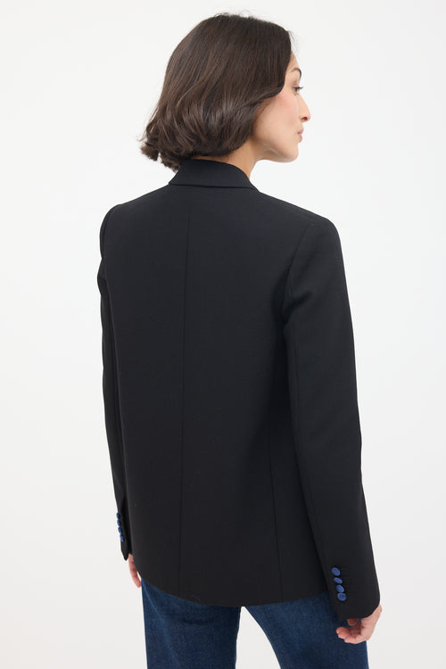 Celine Black Wool 
Silk Double Breasted Blazer