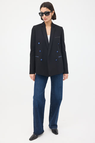 Celine Black Wool 
Silk Double Breasted Blazer