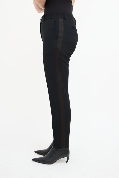 Celine Black Wool Tuxedo Slim Trouser