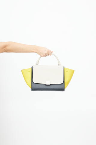 Celine Black 
Yellow Leather Medium Trapeze Bag