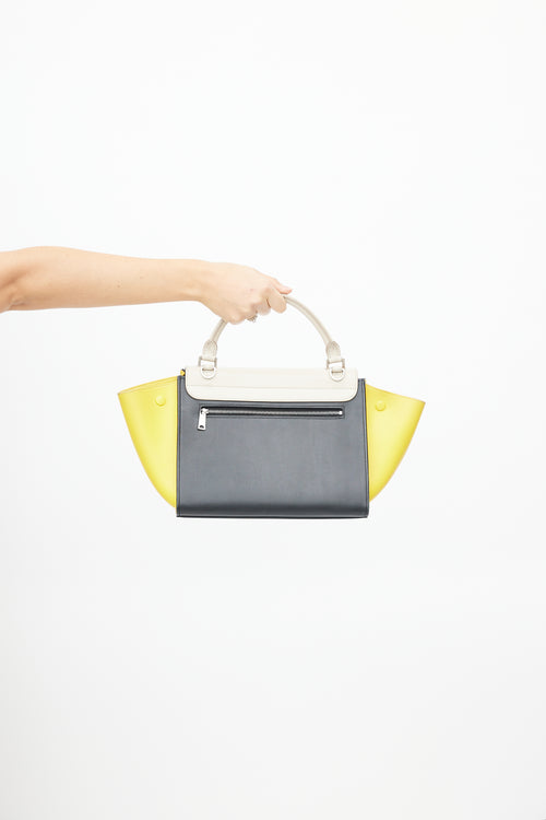 Celine Black 
Yellow Leather Medium Trapeze Bag