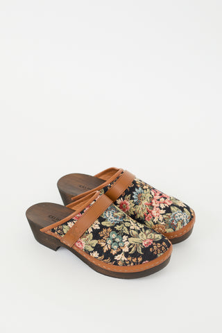 Celine Black 
Multi Floral Les Bois Clog