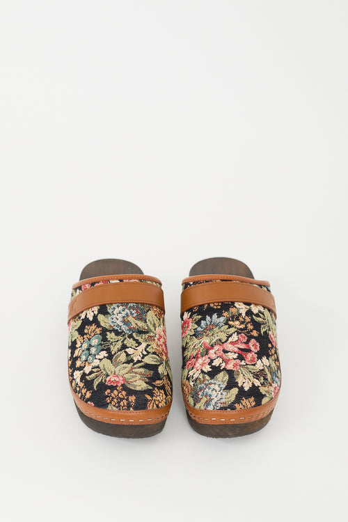 Celine Black 
Multi Floral Les Bois Clog