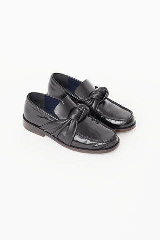 Celine Black Leather Knotted Loafer