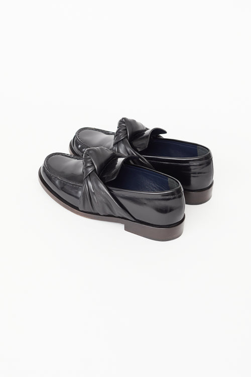 Celine Black Leather Knotted Loafer