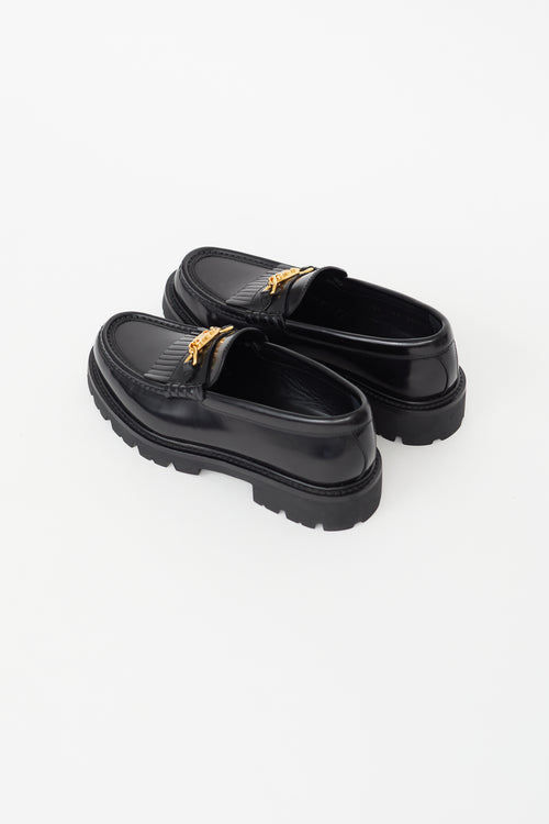 Celine Black Leather Margaret Fringe Loafer