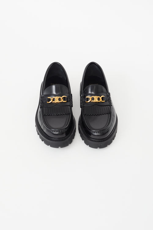 Celine Black Leather Margaret Fringe Loafer