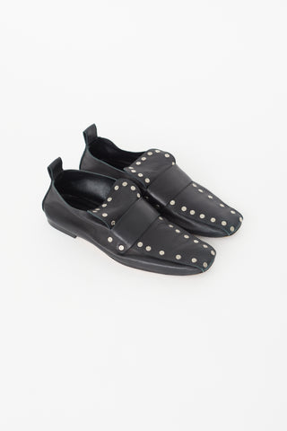 Celine Black Leather Studded Loafer