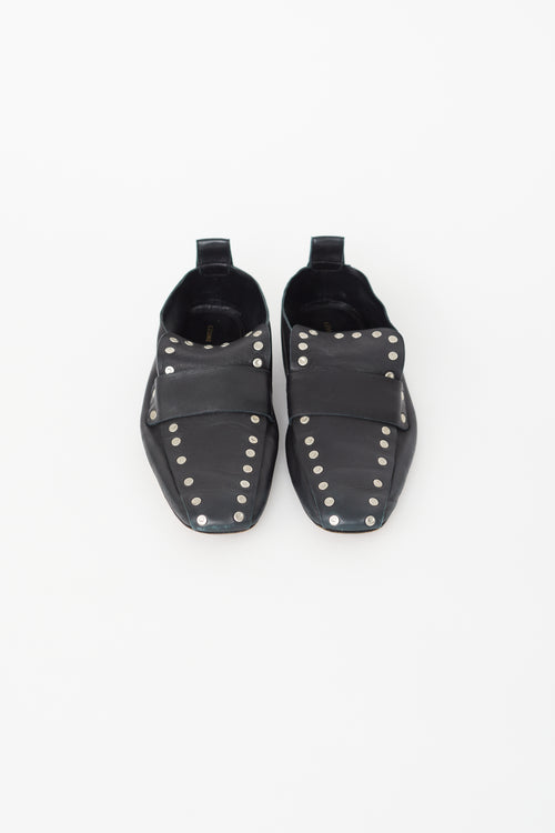 Celine Black Leather Studded Loafer