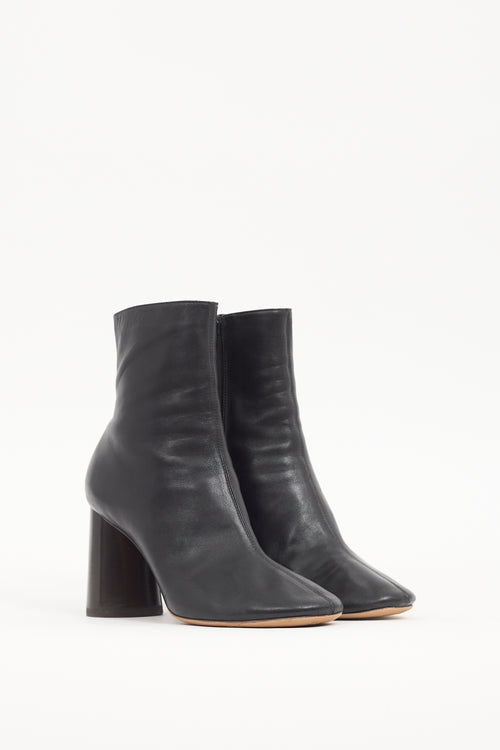 Celine Black Leather Zip Ankle Boot