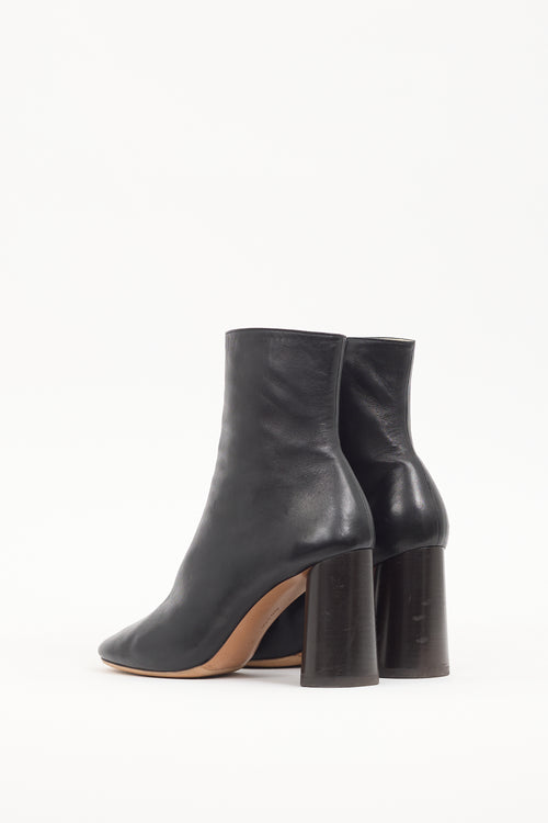 Celine Black Leather Zip Ankle Boot