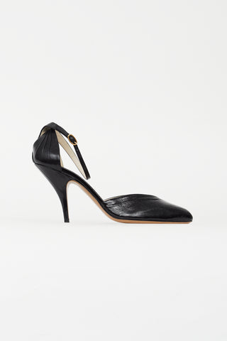 Celine Black Criss Cross Leather Heel